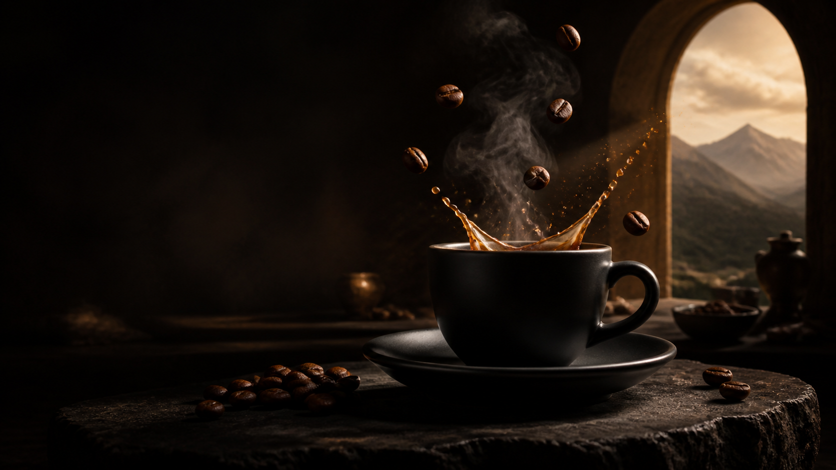 قهوه تازه دم در نور گرم